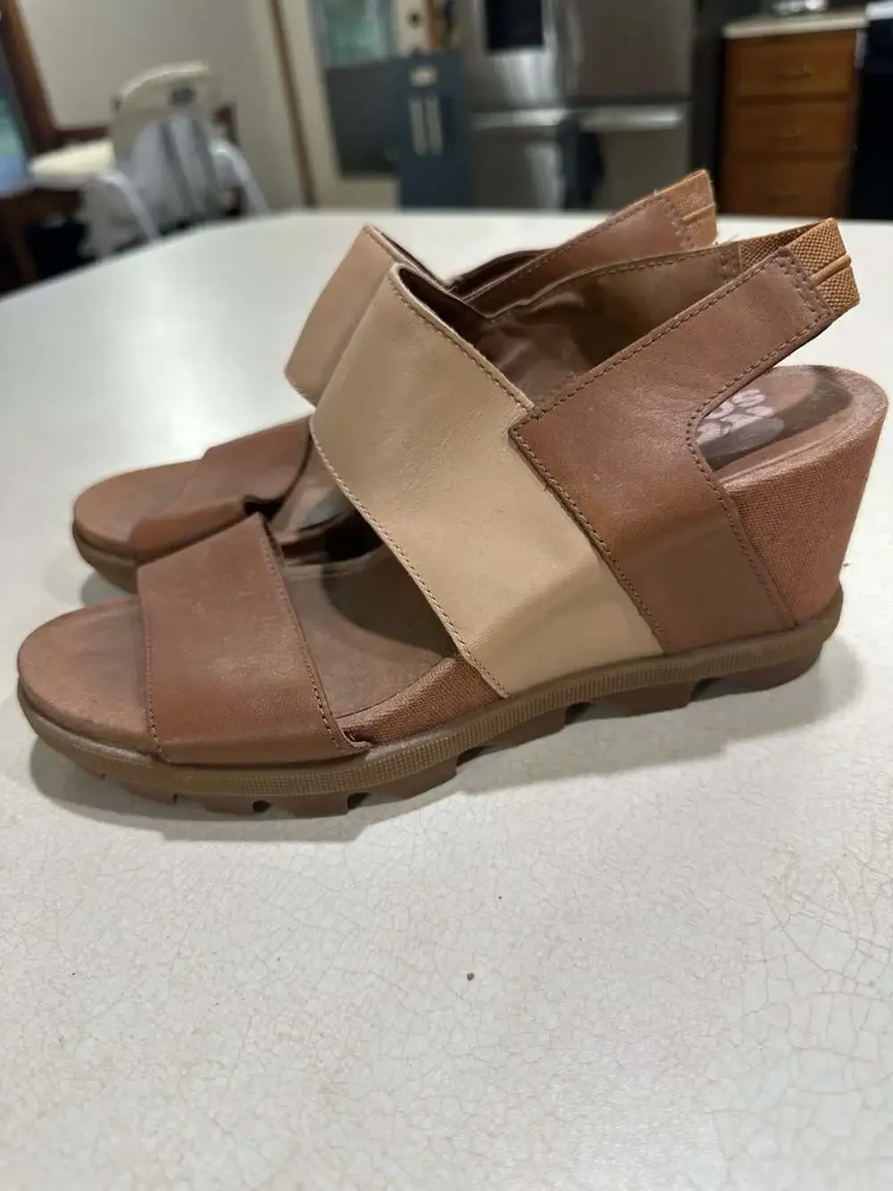 Sorel Women's Joanie II Slingback Wedges in Camel Brown size 8